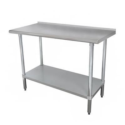 Advance Tabco FMG-300 30" 16 ga Work Table w/ Undershelf & 304 Series Stainless Steel Top, 1 1/2" Backsplash