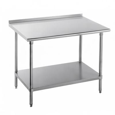 Advance Tabco FMS-3010 120" 16 ga Work Table w/ Undershelf & 304 Series Stainless Steel Top, 1 1/2" Backsplash