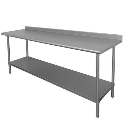 Advance Tabco FSS-247 84" 14 ga Work Table w/ Undershelf & 304 Series Stainless Steel Top, 1 1/2" Backsplash
