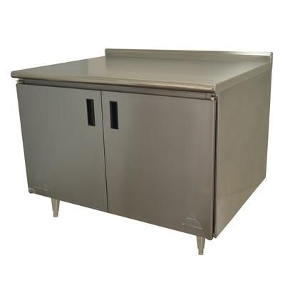 Advance Tabco HF-SS-364M 48" Enclosed Work Table w/ Swing Doors & Midshelf, 1 1/2" Backsplash, 36"D, Stainless Steel