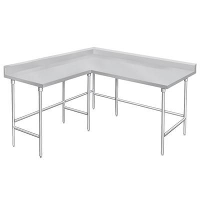 Advance Tabco KTMS-245 60" Corner Work Table - 24"D, 5" Backsplash, 14 ga 304 Series Stainless Steel