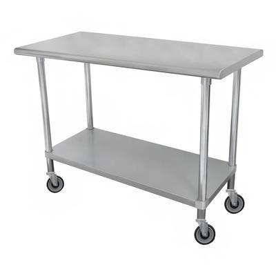 Advance Tabco MSLAG-366-X 72" 16 ga Work Table w/ Undershelf & 304 Series Stainless Steel Flat Top