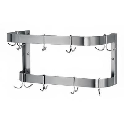Advance Tabco SW-24 24" Wall-Mount Pot Rack w/ (12) Double Hooks, Stainless Steel, Double Bar