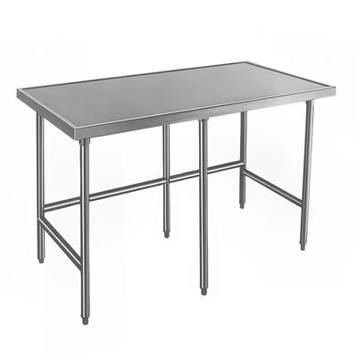 Advance Tabco TVLG-308 96" 14 ga Work Table w/ Open Base & 304 Series Stainless Steel Marine Top