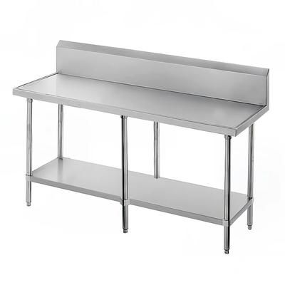 Advance Tabco VKS-2410 120" 14 ga Work Table w/ Undershelf & 304 Series Stainless Steel Marine Top, 10" Backsplash