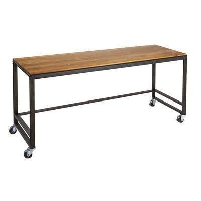 Cal-Mil 22341-64-99 2 Tier Madera Merchandising Table w/ Rustic Pine Top & Metal Frame - 64 1/2"W x 18"D x 24 1/4"H