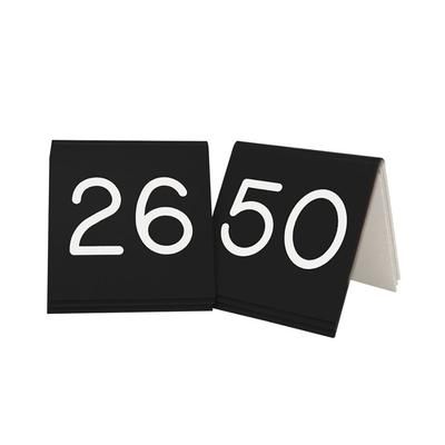 Cal-Mil 269B-2 3" Square Tabletop Number Tent - 26 to 50, Plastic, Black/White