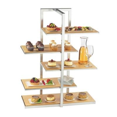Cal-Mil 3303-60 5 Tier One by One Display Server Shelf - Bamboo, Brown