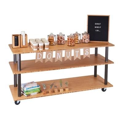 Cal-Mil 3698-4-60 U-Build Beverage Serving Cart w/ 3 Shelves - 48"W x 24"D x 44"H, Metal/Bamboo, Brown