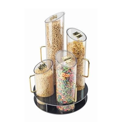 Cal-Mil 723 Countertop Cereal Dispenser, 4 Hoppers, Turntable, Black