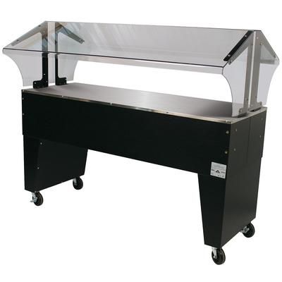 Advance Tabco B4-STU-B 62 7/16" Mobile Food Bar w/ Open Base & Stainless Top, Black, 4-Pan Size, Sneeze Guard