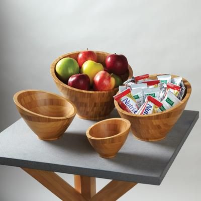American Metalcraft BAMSL82 22 oz Round Angled Bowl, Bamboo