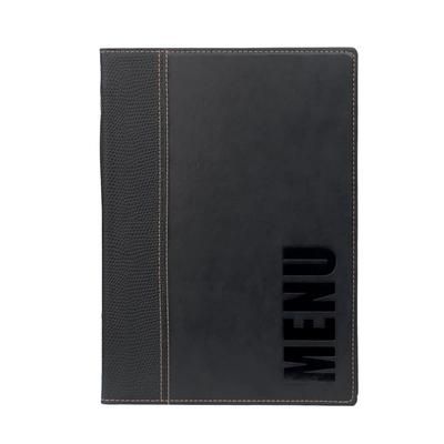 American Metalcraft MCTRLSBL Menu Cover w/ De-Bossed Lettering & 2 Page Insert, Black