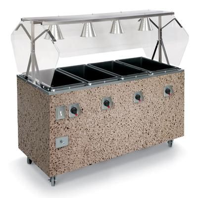 Vollrath 38738 60" Affordable Portable Cold Food Bar - 4 Pan Capacity, Floor Model, Granite, Gray