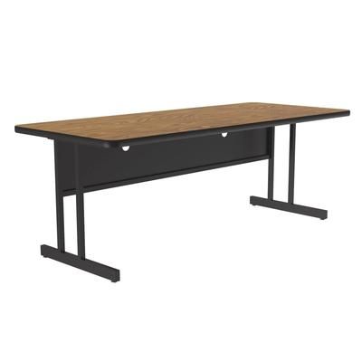Correll CS3060-06-09-09 Rectangular Desk Height Work Station, 60"W x 30"D - Medium Oak/Black T-Mold, Brown