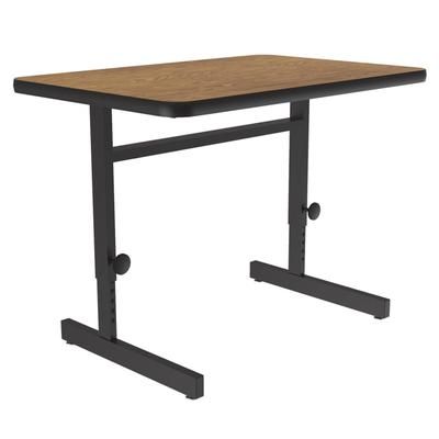 Correll CSA2436-06-09-09 Rectangular Adjustable Height Work Station, 36"W x 24"D - Medium Oak/Black T-Mold, Brown