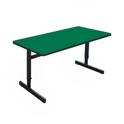 Correll CSA3060-39-09-09 Desk Height Work Station, 1 1/4" Top, Adjust to 29", 60" x 30", Green/Black