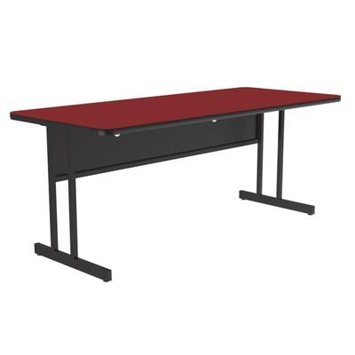 Correll WS3072-35-09-09 Rectangular Desk Height Work Station, 72"W x 30"D - Red/Black T-Mold
