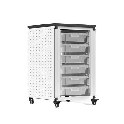 Luxor MBS-STR-11-6S 28 3/4" Single Modular Classroom Storage Cabinet w/ 6 Small Bins, Steel, White