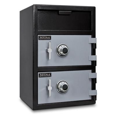 Mesa MFL3020CC BLKGR 3.6 cu ft 2 Compartment Drop Safe w/ Combination Lock, Black / Grey