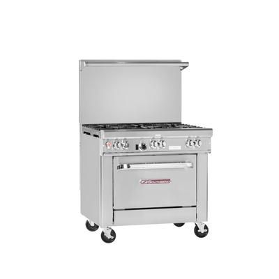 Southbend 4364D NG 36" 6 Burner Commercial Gas Range w/ Standard Oven, Natural Gas, 3 Saute Burners, 1 Standard Oven, Stainless Steel, Gas Type: NG