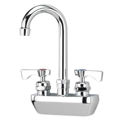 Krowne 14-400L-L-G4 Wall Mount Faucet w/ 3 1/2" Gooseneck Spout & Lever Handles - 4" Centers, 1.5 GPM