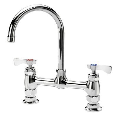 Krowne 15-801L-L-F1 Raised Deck Mount Faucet w/ 6" Gooseneck Spout & Lever Handles - 8" Centers, 0.5 GPM