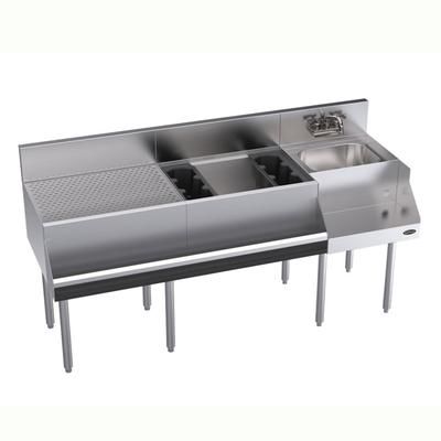 Krowne KR24-W66A-10 66" Royal 1800 Series Cocktail Station w/ 74 lb Ice Bin, Stainless Steel