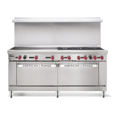 American Range AR-24G-8B-CC LP 72" 8 Burner Commercial Gas Range w/ Griddle & 2 Convection Ovens, Liquid Propane, Stainless Steel, Gas Type: LP