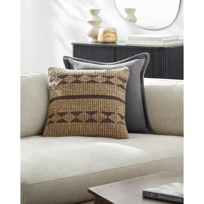 Tanix 20" Square Jute Brick Red/Camel/Dark Purple/Tan/Light Wood/Pearl Throw Pillow - Boutique Rugs