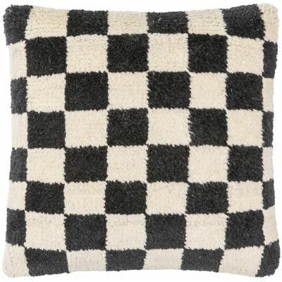 Nogah 18" Square Modern Wool Ivory/Black Throw Pillow - Boutique Rugs