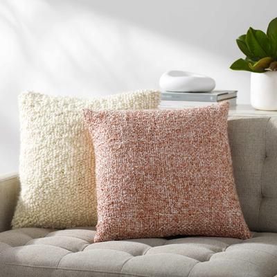 Jorah 22" Square Modern Tan/Dark Pink/Pearl/Ash/Camel/Brick Red Throw Pillow - Boutique Rugs