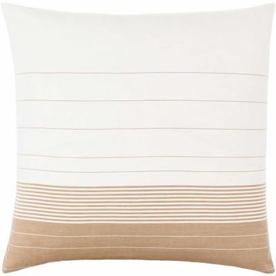 Lonny 22" Square Rustic Cotton Off White/Tan/Camel Throw Pillow - Boutique Rugs