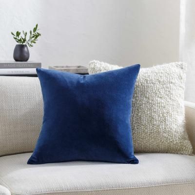 Leann 18" Square Modern Cotton Light Purple/Midnight Blue/Marine Blue/White Lumbar Pillow - Boutique Rugs