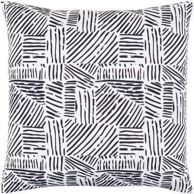 Javes 18" Square Black/Off White Throw Pillow - Boutique Rugs
