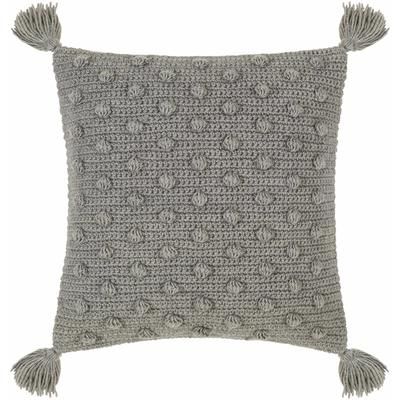 Lilka 22" Square Cottage Wool Light Silver/Gray/Metallic Silver Throw Pillow - Boutique Rugs