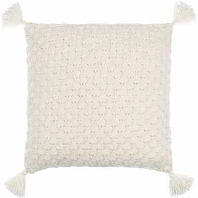 Magan 18" Square Cottage Wool Off White/Pearl Throw Pillow - Boutique Rugs