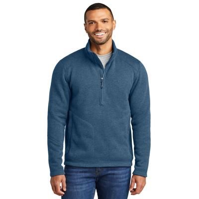 Port Authority F426 Arc Sweater Fleece 1/4-Zip in Insignia Blue Heather size 2XL | Polyester