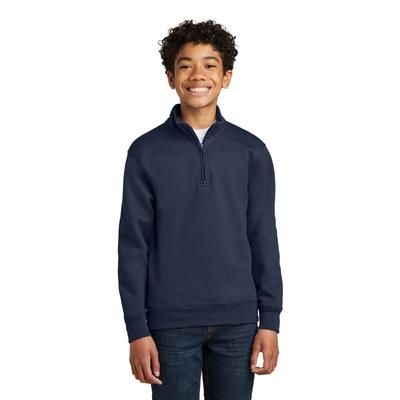 Port & Company PC78YQ Youth Core Fleece 1/4-Zip Pullover Sweatshirt in Navy Blue size Large | Cotton Polyester