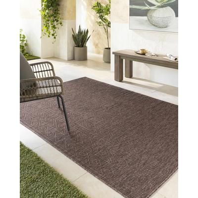 Nuela 9'2" x 12' Dark Brown/Dark Red/Dark Brown Outdoor Area Rug - Boutique Rugs