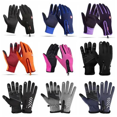 Winter Thermal Fleece Cycling Gloves Full Finger Touch Screen MTB Bike Gloves Windproof Waterproof Ski Motocycle Bicycyle Gloves