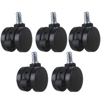 2" Metal PU Office Chair Swivel Casters Furniture Wheels Grip Ring Stem with Brake for Sofa Bed Goods Shelf Storage Rack 5Pcs