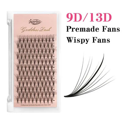 Goddess 9D/13D Premade Wispy Fan Lashes Russia Volume Fans Eyelash Extension Individual Sandwich Faux Mink Eyelashes Cluster