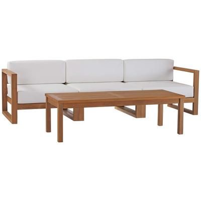 Upland Outdoor Patio Teak Wood 4-Piece Furniture Set - East End Imports EEI-4257-NAT-WHI-SET