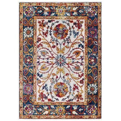 Entourage Samira Distressed Vintage Floral Vintage Medallion 5x8 Area Rug - East End Imports R-1174A-58