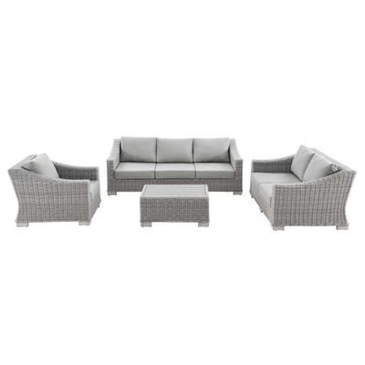 Conway 4-Piece Outdoor Patio Wicker Rattan Furniture Set - East End Imports EEI-5091-GRY