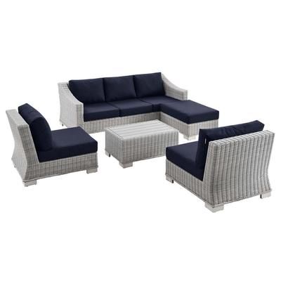 Conway 5-Piece Outdoor Patio Wicker Rattan Furniture Set - East End Imports EEI-5097-NAV