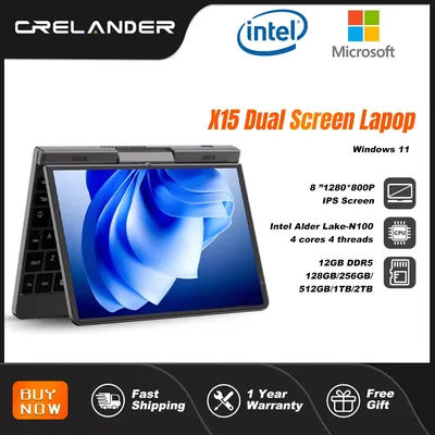 CRELANDER P8 Mini Gaming Laptop 8 Inch Touch Screen Intel Alder Lake N150 12GB DDR5 Windows 11 WiFi 6 Small Pocket Laptop
