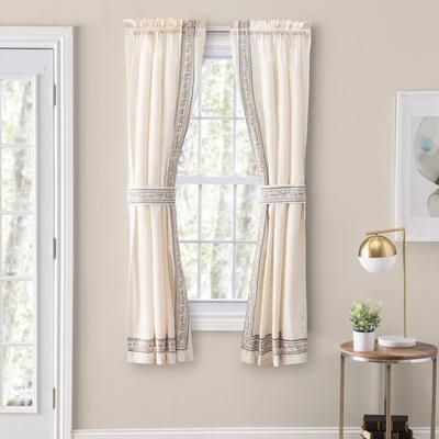 Wide Width Richmark Curtain Tailored Pair by Ellis Curtains in Natural (Size 70" W 84" L)