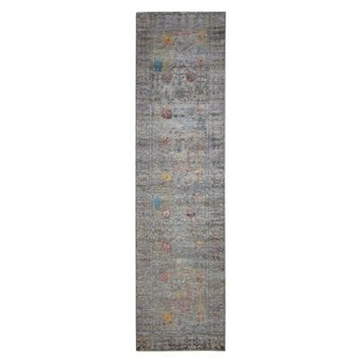 Shahbanu Rugs Honey Brown, Silk with Textured Wool, Directional Vase Design, Hand Knotted, Runner Oriental Rug (3'1"x12')